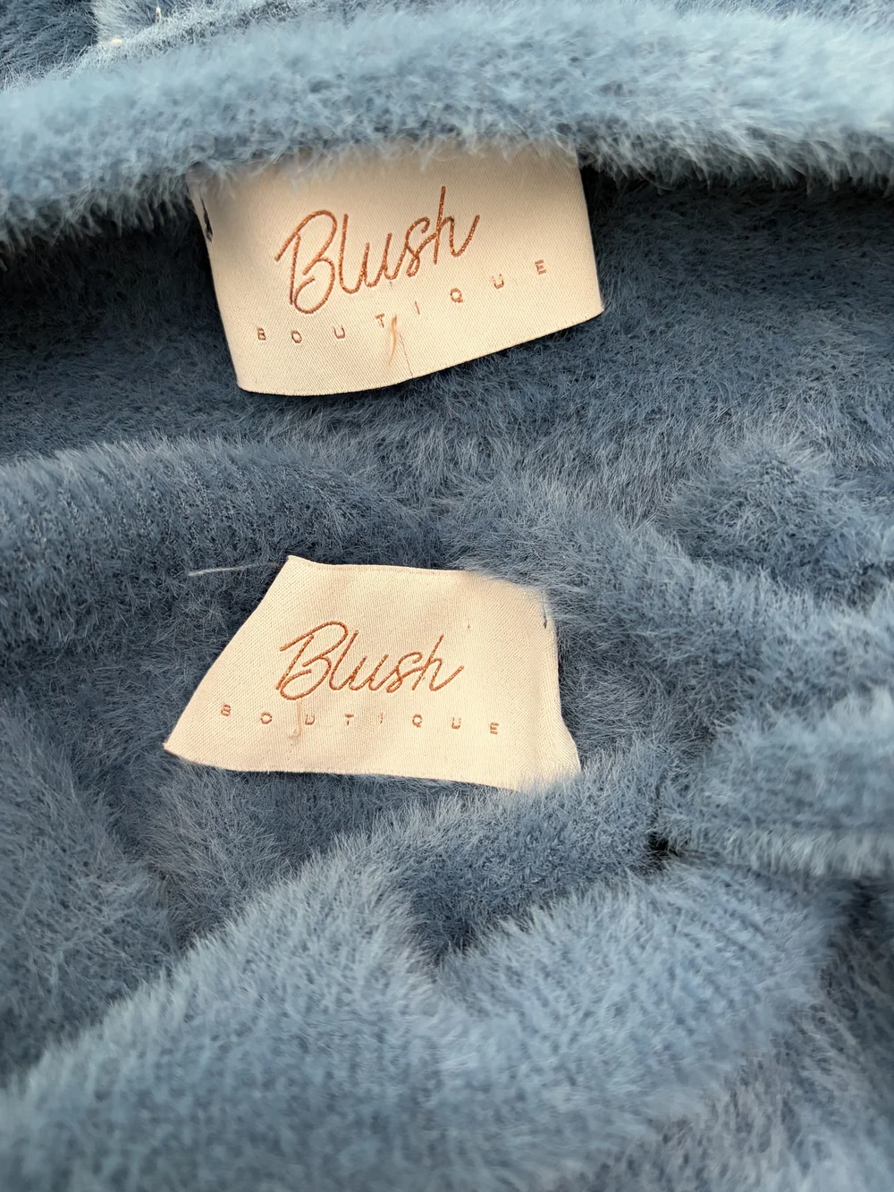 Blush Boutique Fuzzy Cardigan Tank Set Small Blue Matching Crop Top Soft